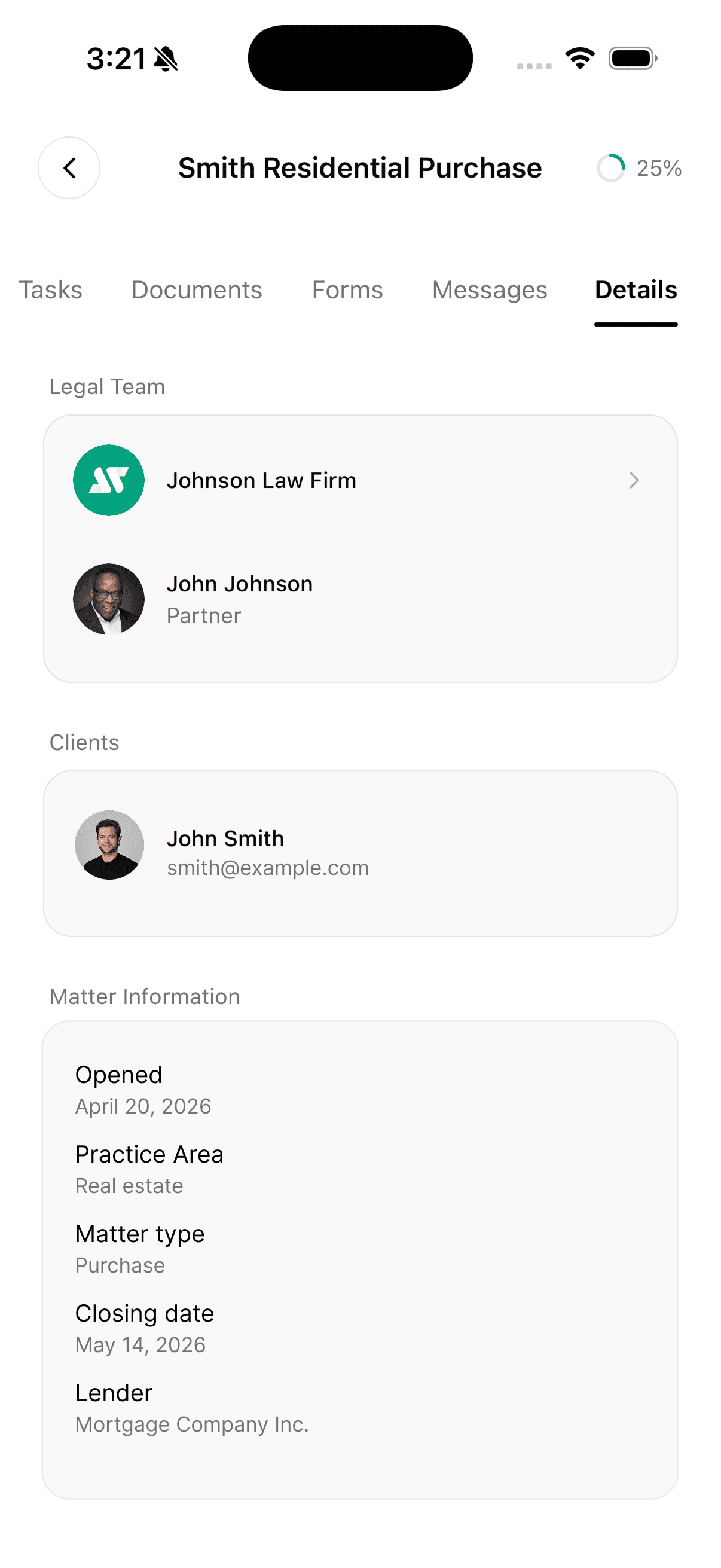 Sapling app — Details screen