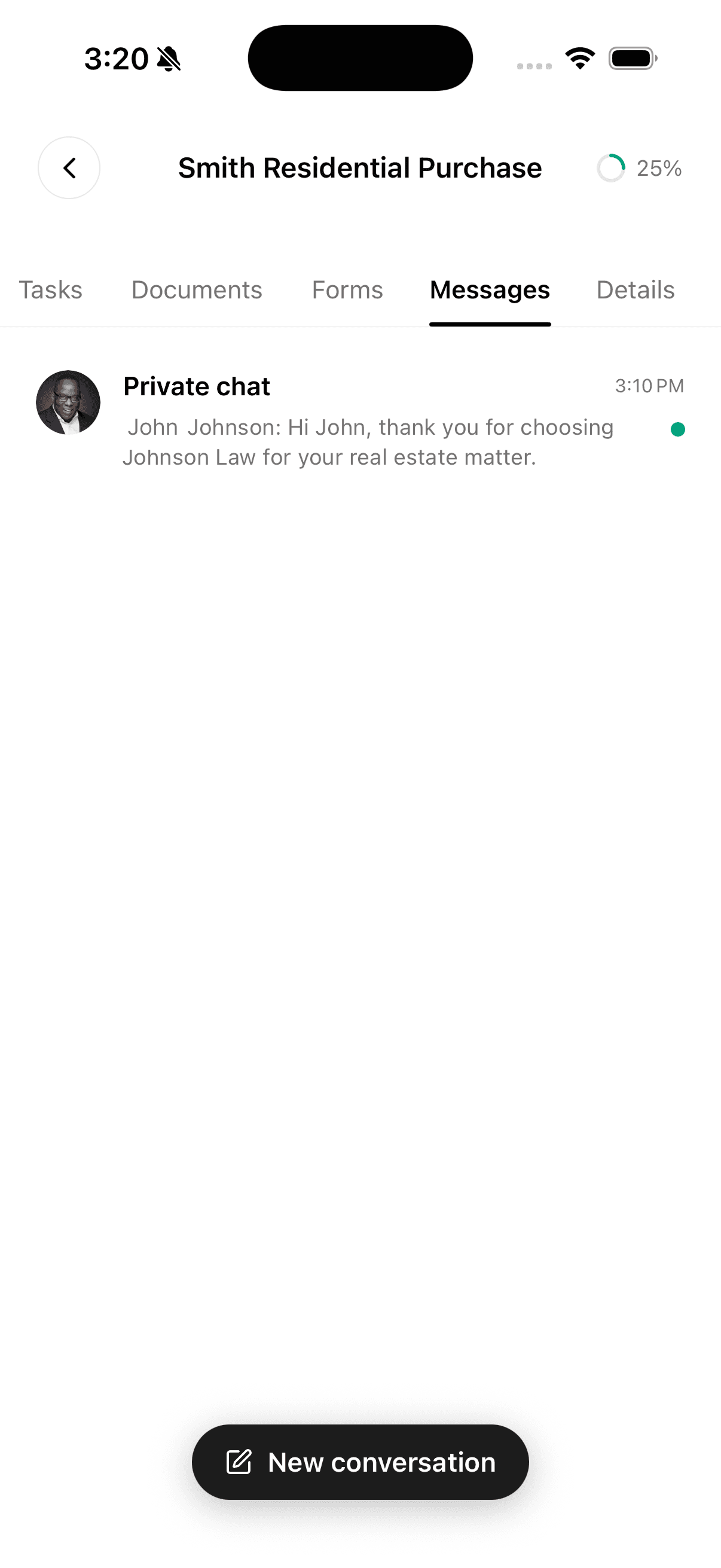 Sapling app — Messages screen
